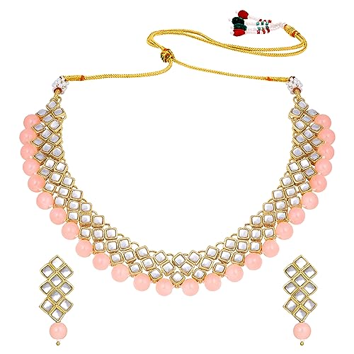 Image of Peora Kundan Faux Pearl Necklace & Jewelry Set Gift for Women
