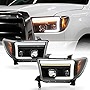 ACANII - For 2007-2013 Toyota Tundra 08-17 Sequoia Black LED Tube Sequential Signal Projector Headlights Pair Left+Right