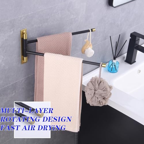 Porte-serviettes noir et doré chic en acier inoxydable GERZWY HYG02-BD