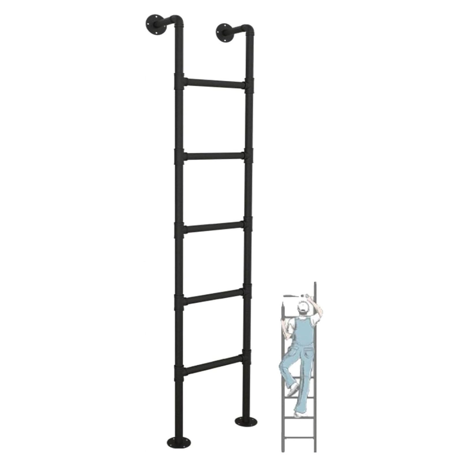 Scala in Metallo per casa/soppalco, Altezza 1,8 m, Scala di Ingresso/Uscita, Scala di Fuga per finestre/pozzo, Scala di Emergenza per Letto a Castello, Portata 150 kg, Robusta e sa