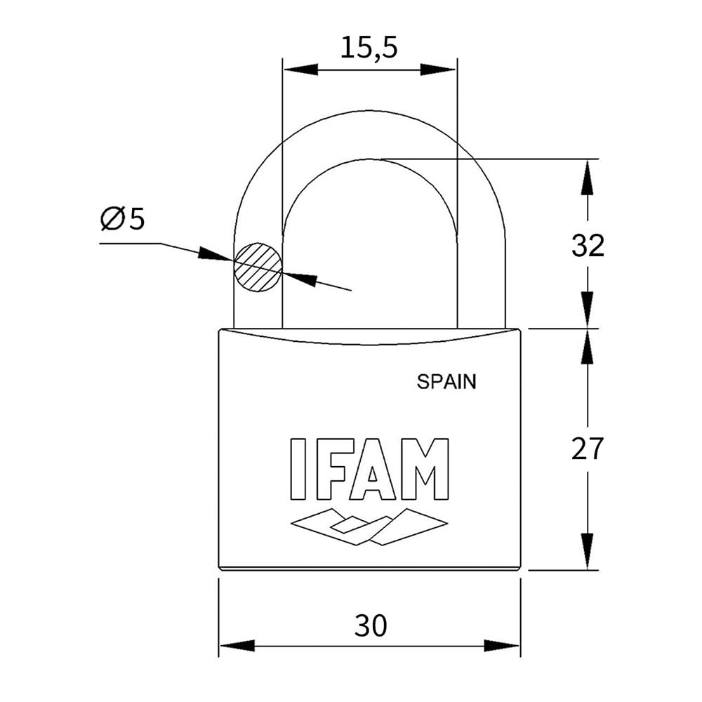 IFAM Candado Serie Inox, Arco Largo, 30mm, Alta Resistencia a la Oxidación, Ambientes Húmedos, Alto Nivel de Seguridad, Resistente y Cromado
