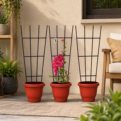 Image of Urban Plant Greenweave Plant Trellis - Durable Support for Climbing Plants, Vines, and Creepers, Ideal for Indoor and Outdoor Gardening Use Black (Pack of 3)