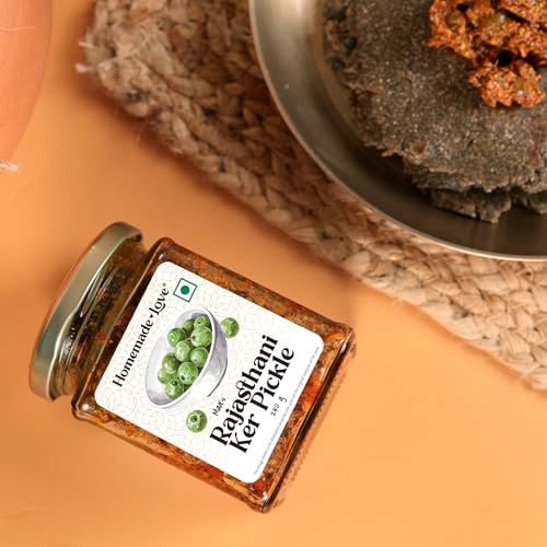 Image of Homemade Love Rajasthani Ker Pickle in Mustard Oil (250g) | Traditional Indian Pickle crafted with Sun dried Ker berries, cold pressed mustard oil, Hing, Fennel and Red Chilli | No Artificial Preservatives | Spicy & Tangy homemade Achar