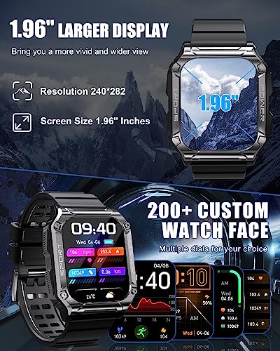 Military-Smart-Watch-for-Men-Call-ReceiveDial-196-HD-Waterproof-Tactical-Outdoor-Smart-Watches-with-Heart-Rate-Monitor-100-Sports-Modes-Fitness-Tracker-Smartwatch-for-iPhone-Android-Phones
