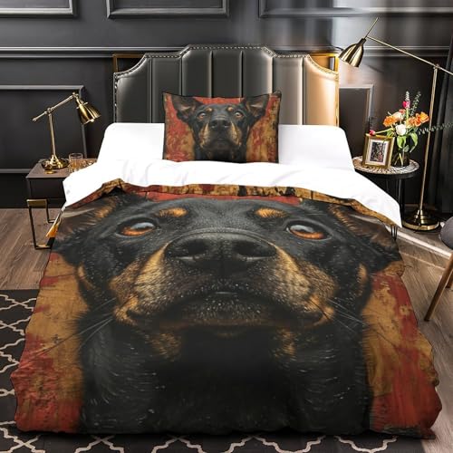 Parure de lit motif chien pour chambre d'enfant, housse couette 135x200 respirante imprimé 3D - 4