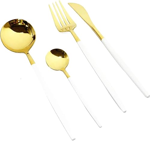 Miniatura 2 de Set de cubiertos Gugrida, juego de cubertería reutilizable, de acero inoxidable 18/10, set de cubiertos reflejantes, ideal para reuniones familiares