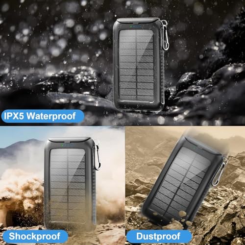 Image of Solar-Charger-Power-Bank-49800mAh Portable Solar Phone Charger with LED Flashlight /15W Fast Charge USB C Waterproof External Backup Battery Pack for All Cell Phones & Electronic Devices