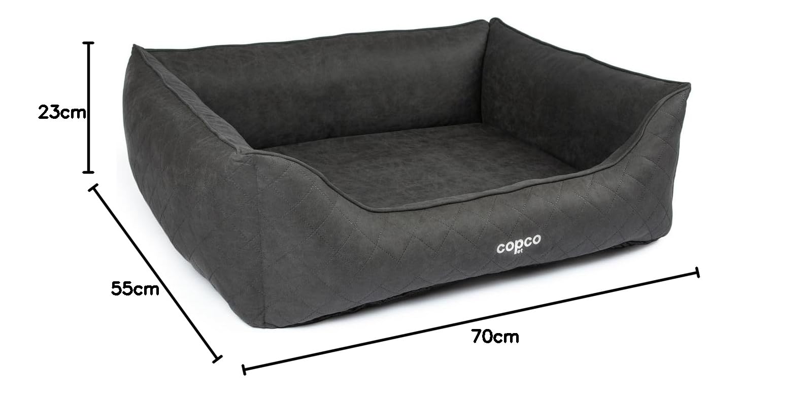 CopcoPet – Cama para perros Hugo en imitación de ante S 70 x 55 cm negro – Cojín para perros de espuma con funda extraíble y lavable – Cómoda cesta para perros con bordes elevados y base