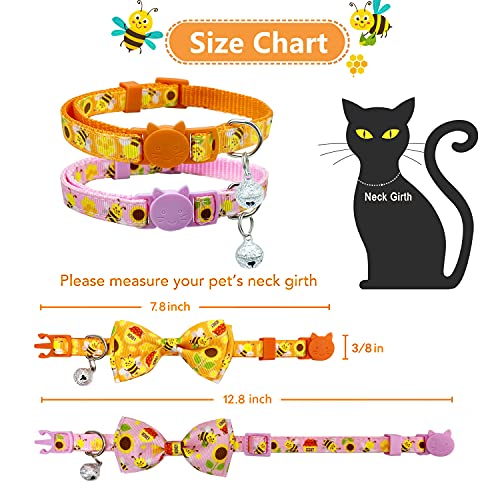 Pohshido 2 Pack Cat Bow Tie Collar with Bells, Breakaway Buckle Safety Kitty Kitten Collar (Adjustable Size from 7.8-12… - Image 3