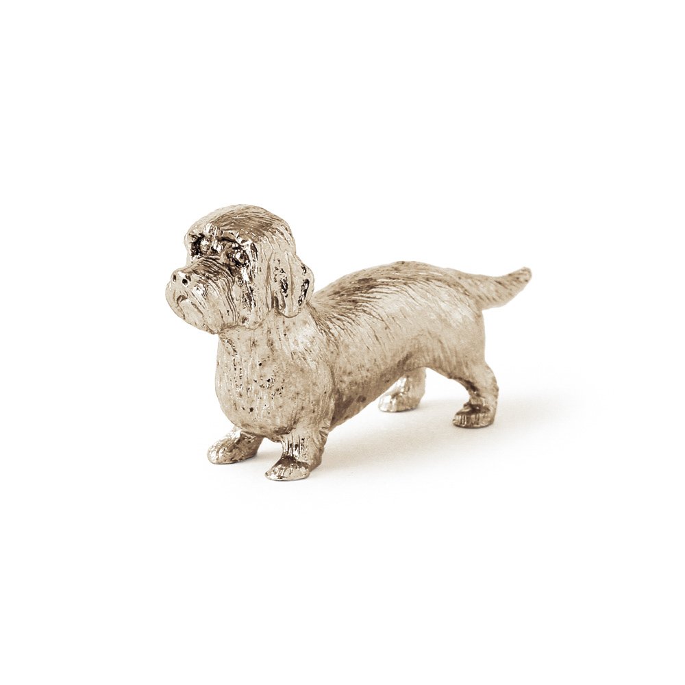 Dandy Dinmont terrier escultura decorativa británica para un salón elegante