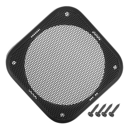 ACROPIX ユニバーサル4"カースピーカーグリルカバーメッシュスクエア4"オーディオスピーカーサブウーファーガードプロテクターケースマウントネジ付きABSブラッ ク-1個パック