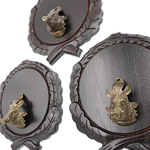GTK - Juego de 3 placas de cuña talladas oscuras AF 19 cm con 3 piezas de cabeza de cuña grande para portada, tabla de cuñas, cartel para trofeos