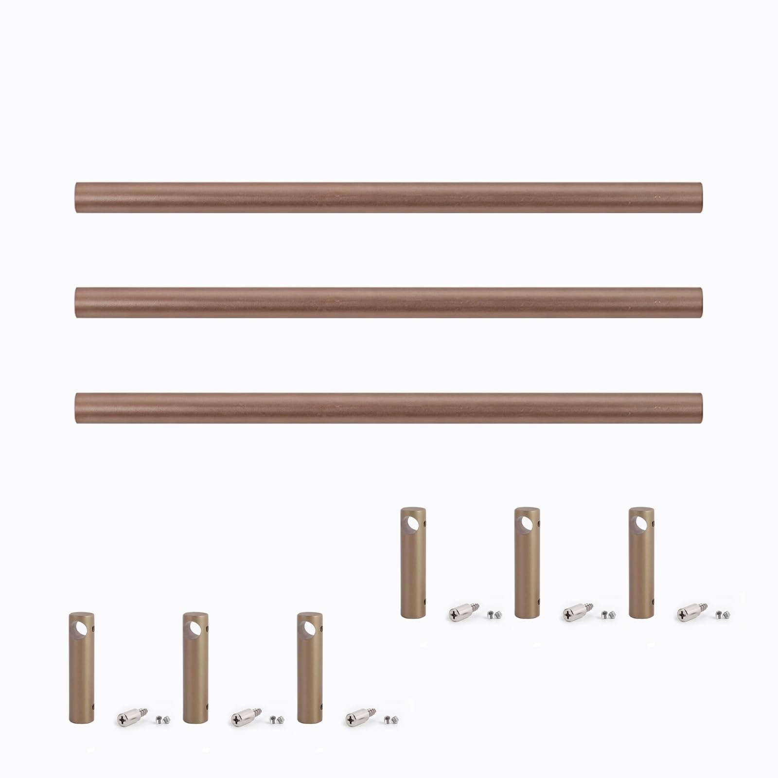 Supermarket Shelf Guard Rails, Solid Aluminum Alloy Round Tube Posts and Guardrails, for Bookcase Railings/Wine Cabinet Shelves(L-(26.8")68CM)