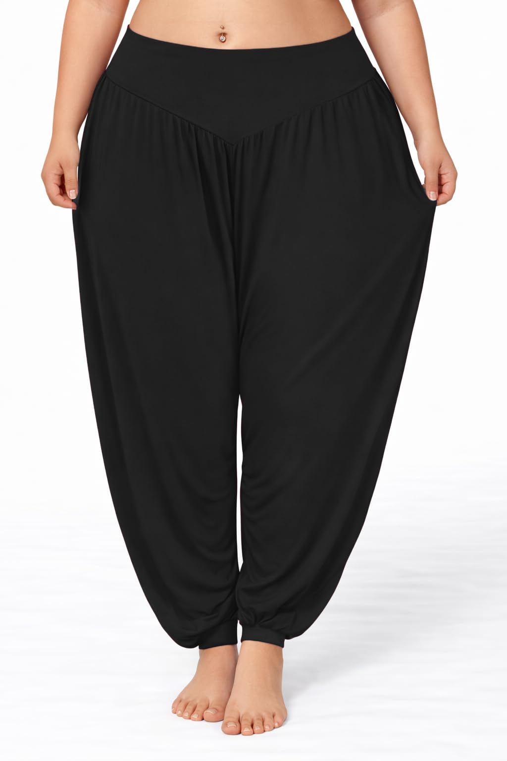 Generisch Damen Haremshose Große Größen aus weicher Modal-Baumwolle – Boho Yogahose, Elastische Sport- & Tanzhose, Bequeme Freizeithose,1XL-5XL