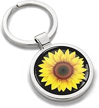 Biomar Labs® Nickel Metal Keyring Gift Box Accessories for Men and Women Jewellery Flower Yellow Sunflower KK 178, Multicolored, M