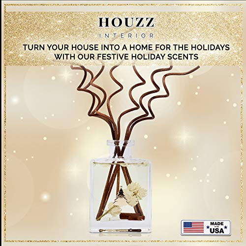 HOUZZ Interior Cinnamon Spiced Vanilla Reed Diffuser Oil Set – Cinnamon, Clove, Almond and Vanilla – Beautiful Display for Your Holiday Decor – Natural Essential Oil Room Scent Infuser Sticks - Thumbnail 2