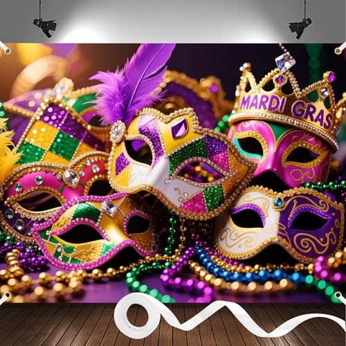 Fondo fotográfico Mardi Gras 8x6 pies poliéster miniatura 1