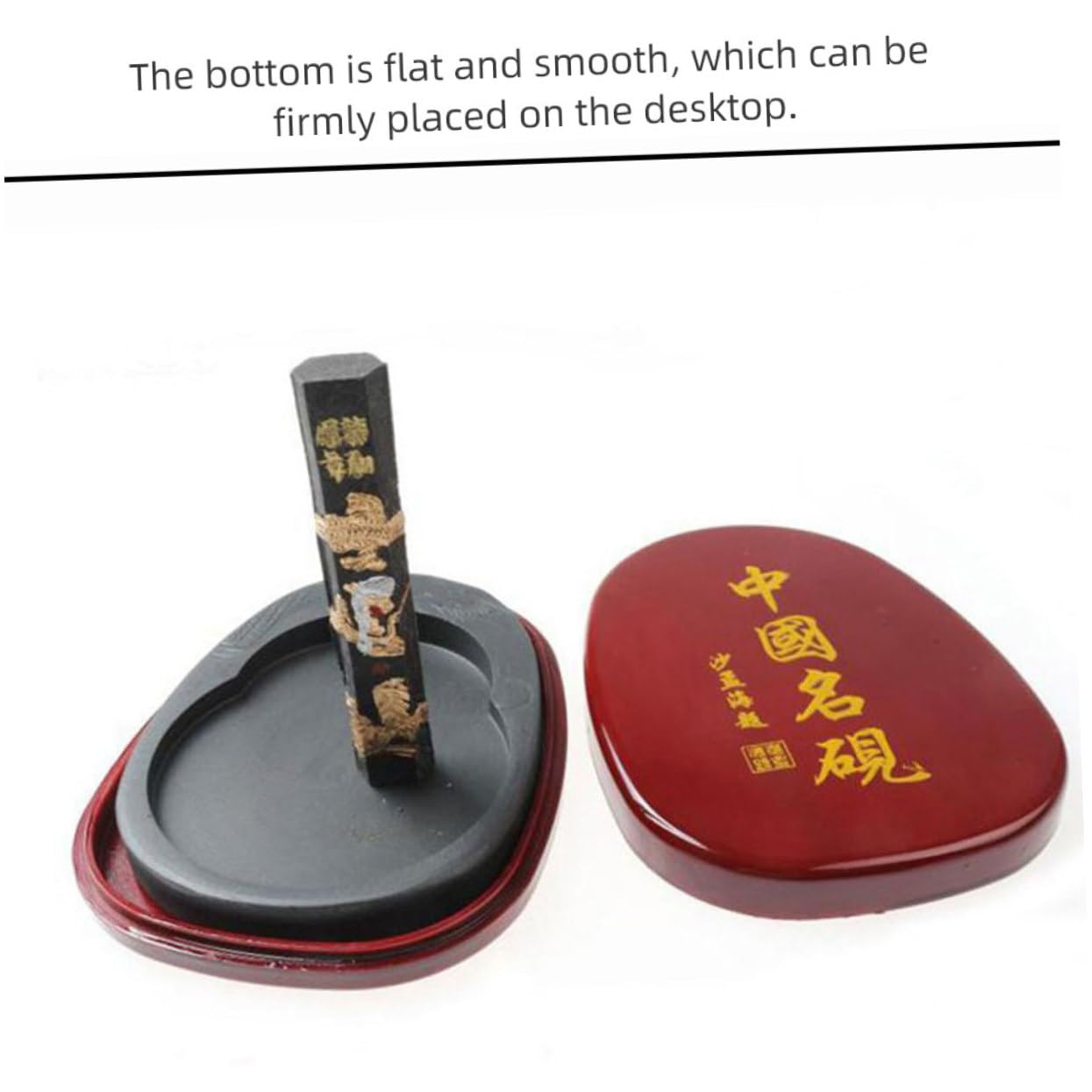 NUOBESTY Chinesischer Kalligraphie aus Stein Tintenstein mit Deckel Waschbar und Wiederverwendbar Leicht zu Verstauen für Chinesische Kalligraphie und Malerei