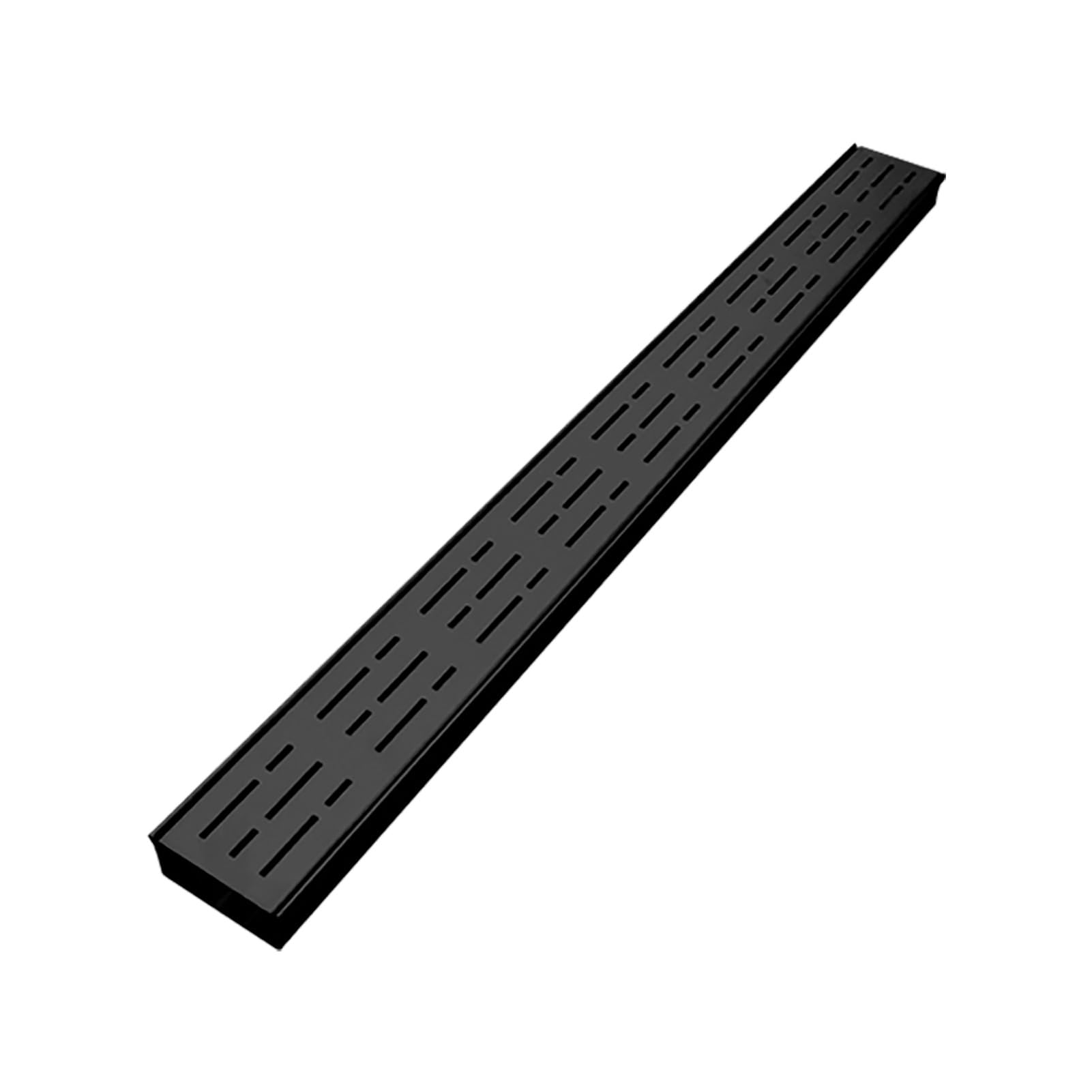 LWJSOCP Trench Drain Grate,4" Wide Outdoor Drain Grate - Metal Trench Cover for Driveways & Sidewalks, Shallow Channel Drain Grate Kit, Black, 1 pc, Heavy-Duty Sewer Gully Solution