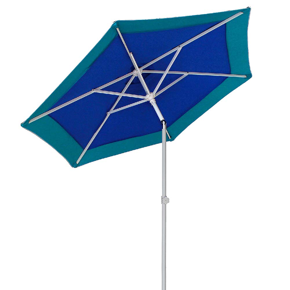 BAKAJI Parasol de plage de jardin avec poteau en acier pliable, revêtement en tissu anti-UV, diamètre 210 cm, avec bandoulière étui, turquoise, Ø 210 cm