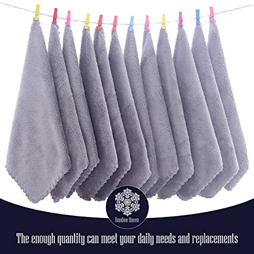 Image of 16 Pack Baby Washcloths - Luxury Coral Fleece - Extra Absorbent and Soft Wash Clothes for Newborn, Infants and Toddlers - Suitable for Sensitive Skin and New Born - Baby Shower - Light Grey,10x10 Inch