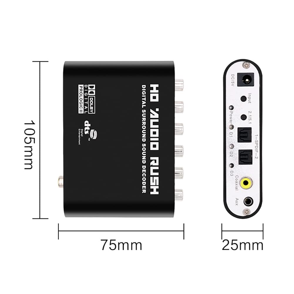 RSGK Decodificatore Audio Digitale 5.1, Conversione Coassiale in Fibra Ottica, TV Spdif Audio Digitale Collegata al Vecchio Amplificatore di Potenza Decodifica DTS Audio
