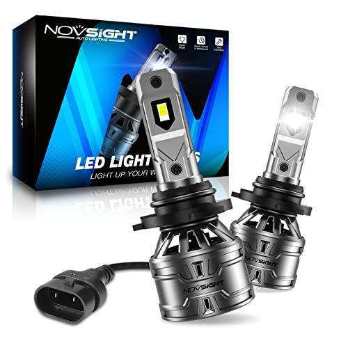 NOVSIGHT H10 9145 9140 LED Fog Light Bulbs 6500K Cool White, 400% Brightness 13000 LM, 9045 9040 LED Fog Bulb Easy Installation, Fast Cooling Halogen Replacement, Built-in Turbo Fan, IP68 Waterproof