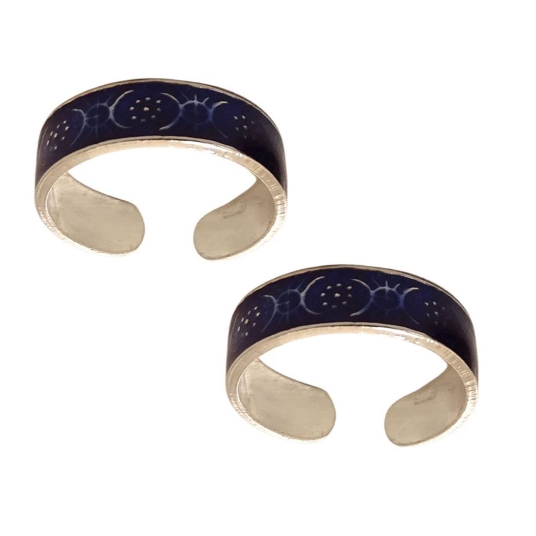 sahiba gems 925 Sterling Silver Dark Blue Color Toe Ring Bichhiya For Women ~ 2 Pieces-picture-15