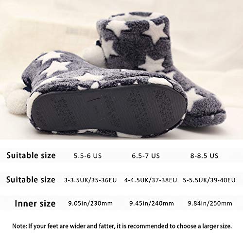 Solaud Slipper Boots for Womens,Winter Warm Plush Lining House Shoes Booty Slippers With Pom Poms, Booties Slippers for Women Indoor4