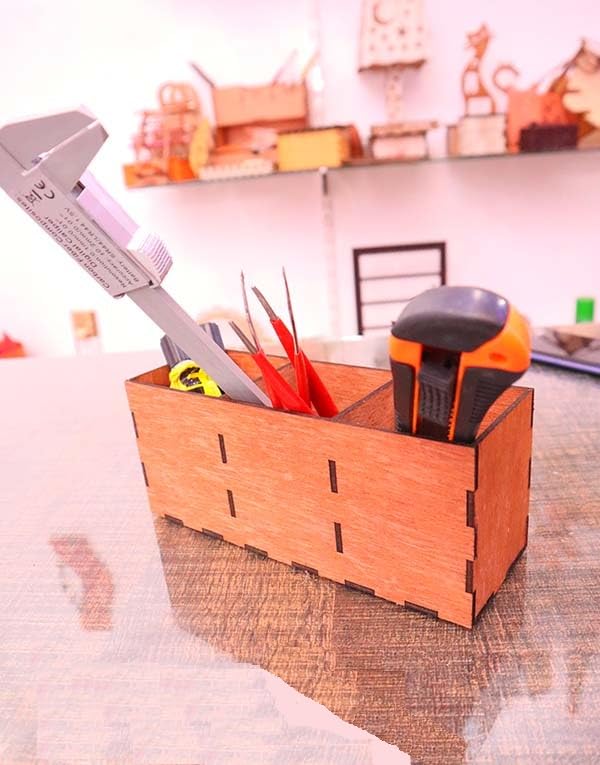 MeeCraft Mdf Box for Storing tools Multi Compartment Table Organizer