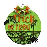 SZFRYEU Auf Augenhöhe Mit Hühnern Hölzernes Halloween-Türschild Halloween-Wandschild für Halloween-Party-Dekorationen Geschenke Kleinigkeiten Freundin (Color, One Size)