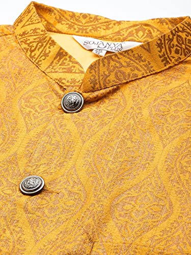 Sojanya Men's Silk Blend Dark Green Kurta & Silk Blend Nehrujacket With White Churidar Pyjama Set4