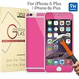 iPhone 6 Plus Colorful Ballistic Glass Screen Protector Hot Pink - UTLK Colored Front and Back Premium Tempered Glass Screen Protector for iPhone 6 Plus Rose - 2.5D Round Edge 9H Hardness Protect Your Screen and Phone Body from Shootproof Scratches and Drops (Glass Rose)