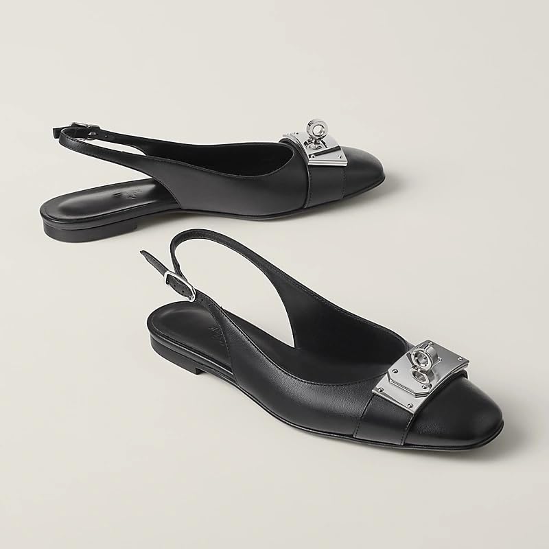 Flats for Women Pointed Toe Slingback Flats Slip On Casual Work Ballet Flats Metal Buckle Flat4