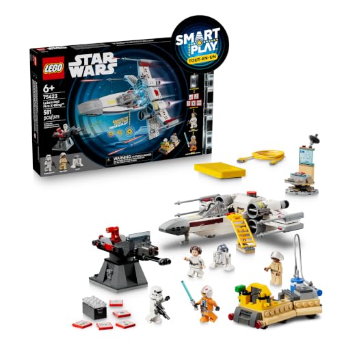 LEGO Star Wars 75423 Smart Play : Le X-Wing Red Five de Luke - Jouet Interactif Tout-en-Un - Smart Brique, 5 Tags, 2 Minifigurines & Chargeur - Idée Cadeau...