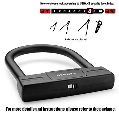 image for USHAKE Bicycles U Lock, Heavy Duty Bike Scooter Motorcycles Combinatio