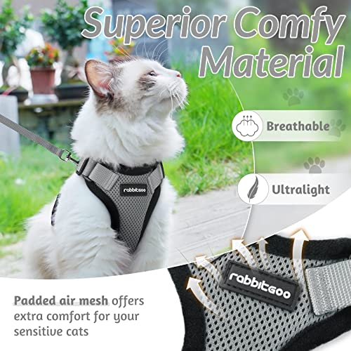 Image of rabbitgoo Cat Harness and Leash Set, Escape Proof Vest, Grey