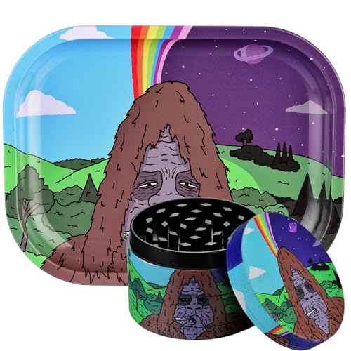 Sytranrein Grinder Set 50mm Herb Grinder with Rolling Tray Metal Grinder Gift Set (Gorilla Drawing)