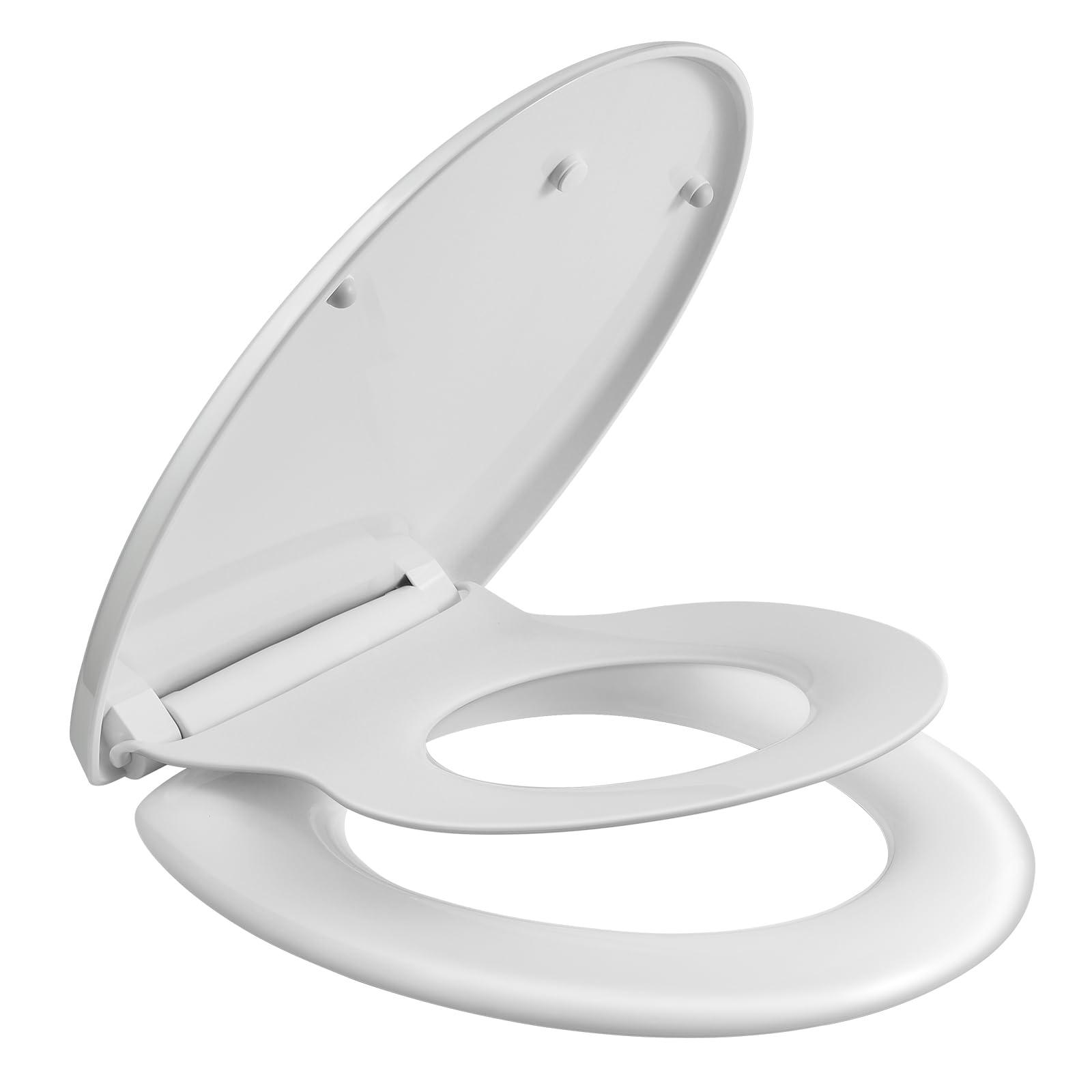 SAMODRA-Abattant WC Familial Forme O Lunette de Toilette pour Adultes et Enfants Cuvette Toilette avec Frein de Chute matériel d'urée-Formaldéhyde (Familial Forme O)