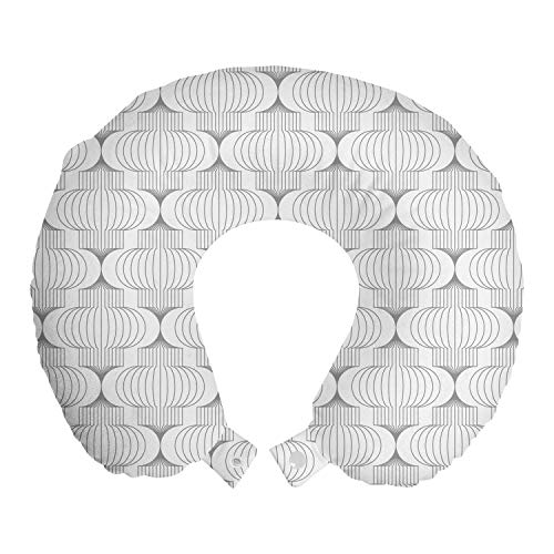 Preisvergleich Produktbild ABAKUHAUS Geometrisch Reisekissen Nackenstütze, Formen wie Papierlaterne, Schaumstoff Reiseartikel für Flugzeug und Auto, 30x30 cm, Off White Pale Taupe
