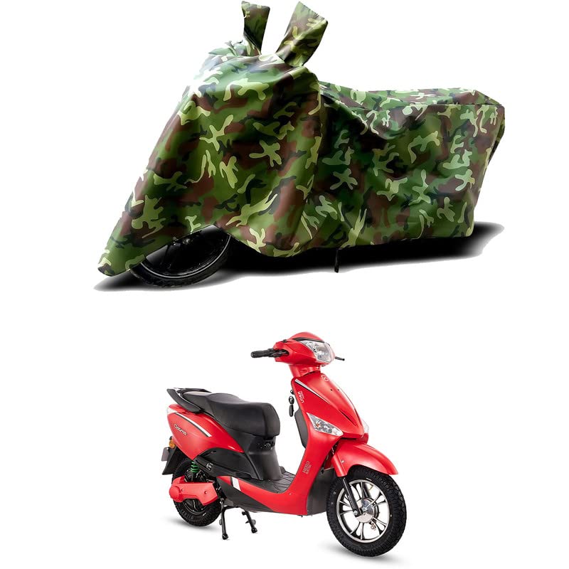 Image of 100% Water Resistant Bike Scooty Two Wheeler Body Cover Compatible for Hero Electric Optima CX Dual /UV-Rays /Heat Protection /Birds Dropping /Scratchproof /Dust Proof /Waterproof /All [Green MJ]