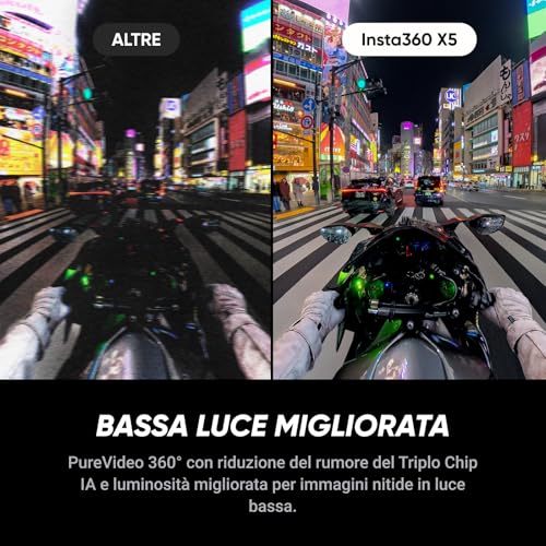 X5 Pack Standard - Action Cam Impermeabile 360° in 8K, Superba in Bassa Luce, Selfie Stick Invisibile, Obiettivi Sostituibili, Autonomia 3 ore, Cover Antivento, Stabilizzazione - Gadget - Immagine 2