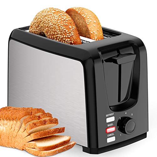 Toaster 2 Slice Wide Slot 2 Slice Toaster Best Rated with Bagel/Defrost/Cancel Function Cool Touch Black Toaster for Bread Bagel with Removable Crumb Tray