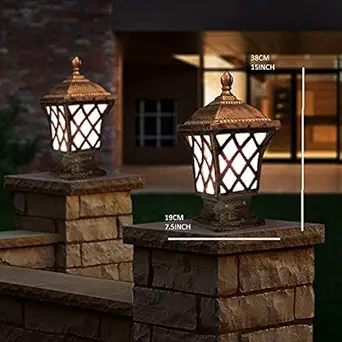 Outdoor Gate Lights - 2pc Rust-Resistant, Waterproof Fixtures for Home, Garden, Resort, and Farmhouse | Shahi Design with Lamp Post Lighting (Bulb NOT Included)