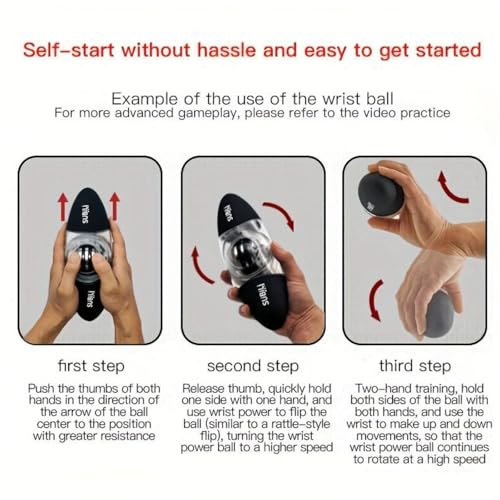 Image of Olive Wrist Ball - Self-Starting Gyro Exerciser for Hand, Wrist & Forearm Strength, Grip Trainer for Fitness, Stress Relief, Rehab & Recovery - Portable, Durable Design (Oval, Black)