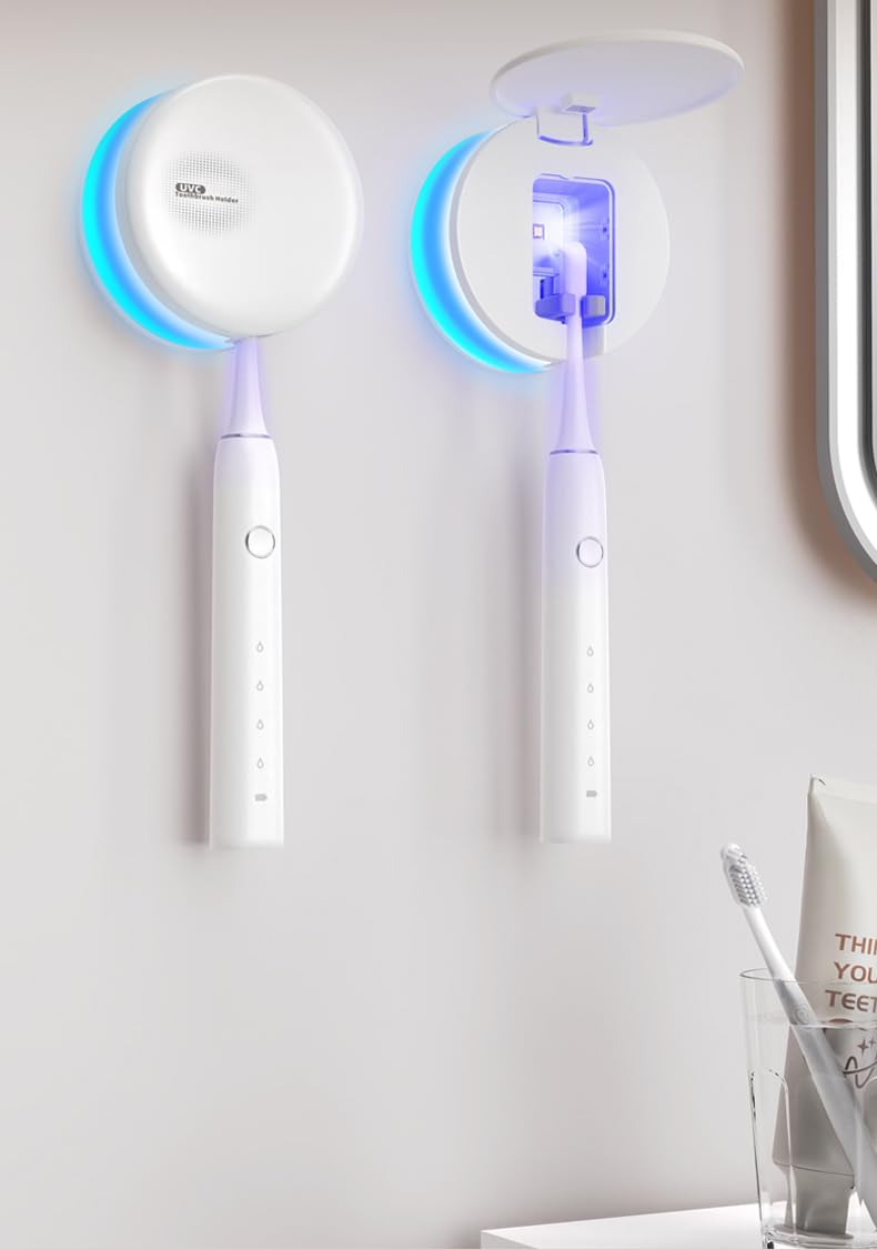Esterilizador de Cepillos de Dientes UV, Secado Rápido 6x, Antibacterial 99,99%, Portátil y Recargable, Soporte de Pared Silencioso, Higiénico, Mini, Ligero, para Cepillos Eléctricos, Manuales, Infant