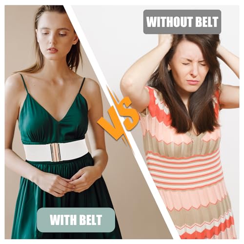 Wide Elastic Belt for Women, Stretch Waist Belt Ladies Dress Buckle Belt Vintage Cinch Belt Adjustable Waistband4