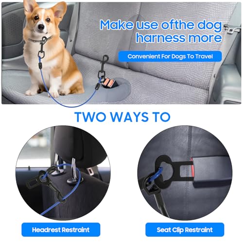 Dog Car Harnesses, Dog Seatbelt of Coated Wire Leash Safety Restraint, No Chew Tether Cable Vehicle Dog Accessories, Double Clips & Latch Attachment (Black, 24 inch/60 cm) - Image 5