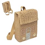 Mini mochila de tecido de palha bolsa clutch de palha bolsa de praia de verão