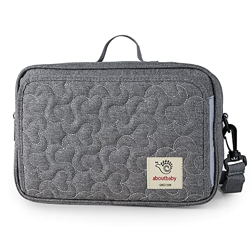 Image of MOMIGO Baby Diaper Caddy Bag - Diaper Caddy Tote Baby Stroller Bag Nursery Storage Bin for Diapers, Wipes & Toys Mini Diaper Bag for Outdoor (Grey Flower)